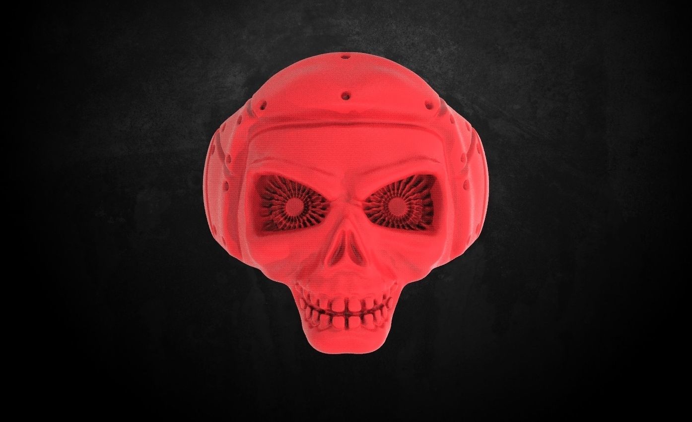 Ring with a skull of the pilot 125 3D print model_5
