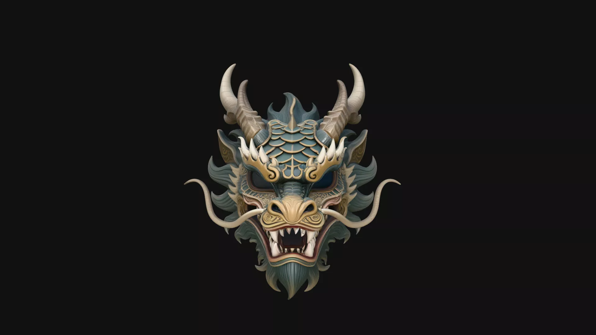 Chinese Dragon Head Bust Statue Design 1 - 3D Print Model 3D print model