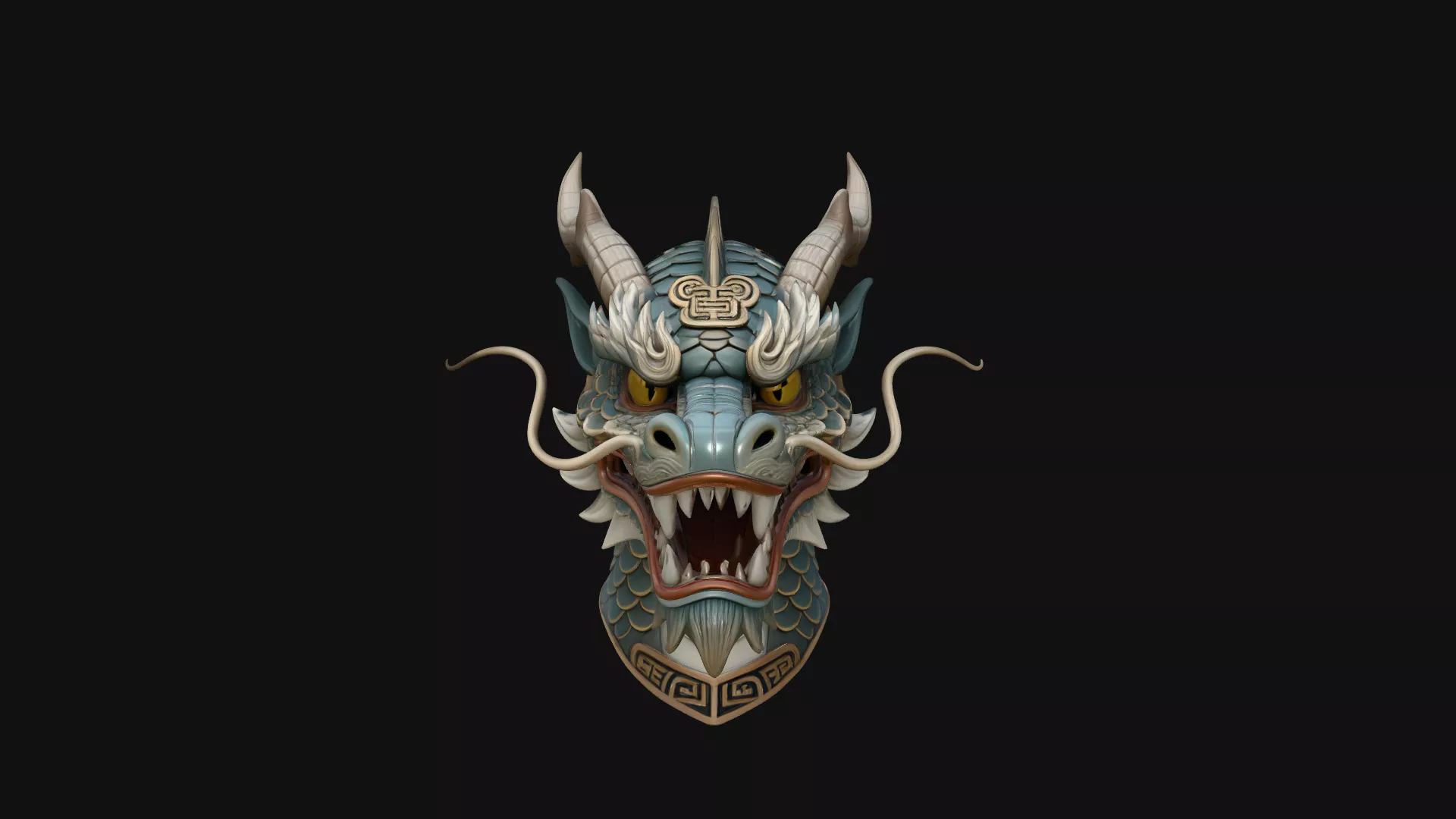 Chinese Dragon Head Bust Statue Design 3 - 3D Print Model 3D print model