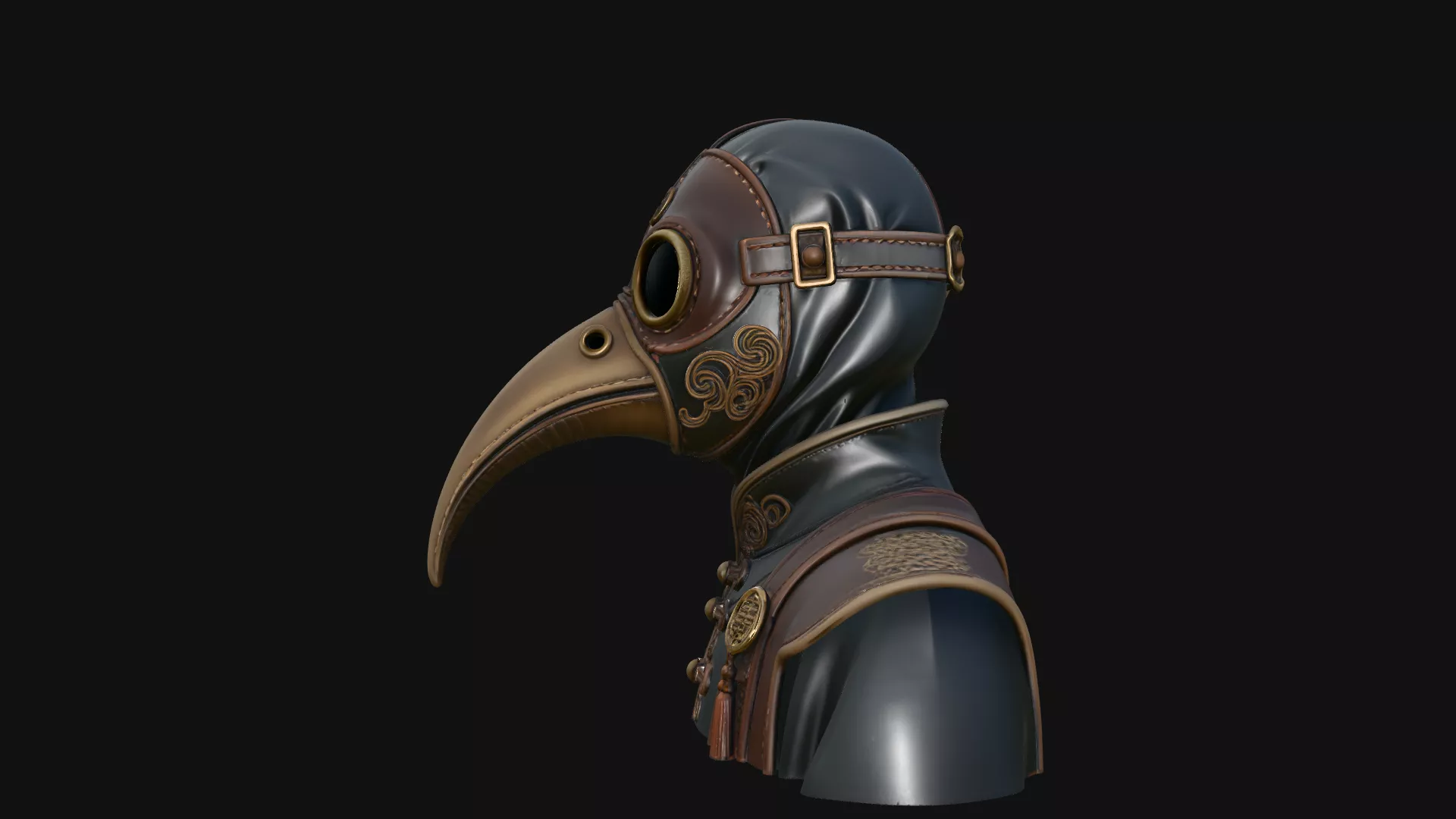 Plague Doctor Bust Statue Design 1 - 3D Print Model 3D print model