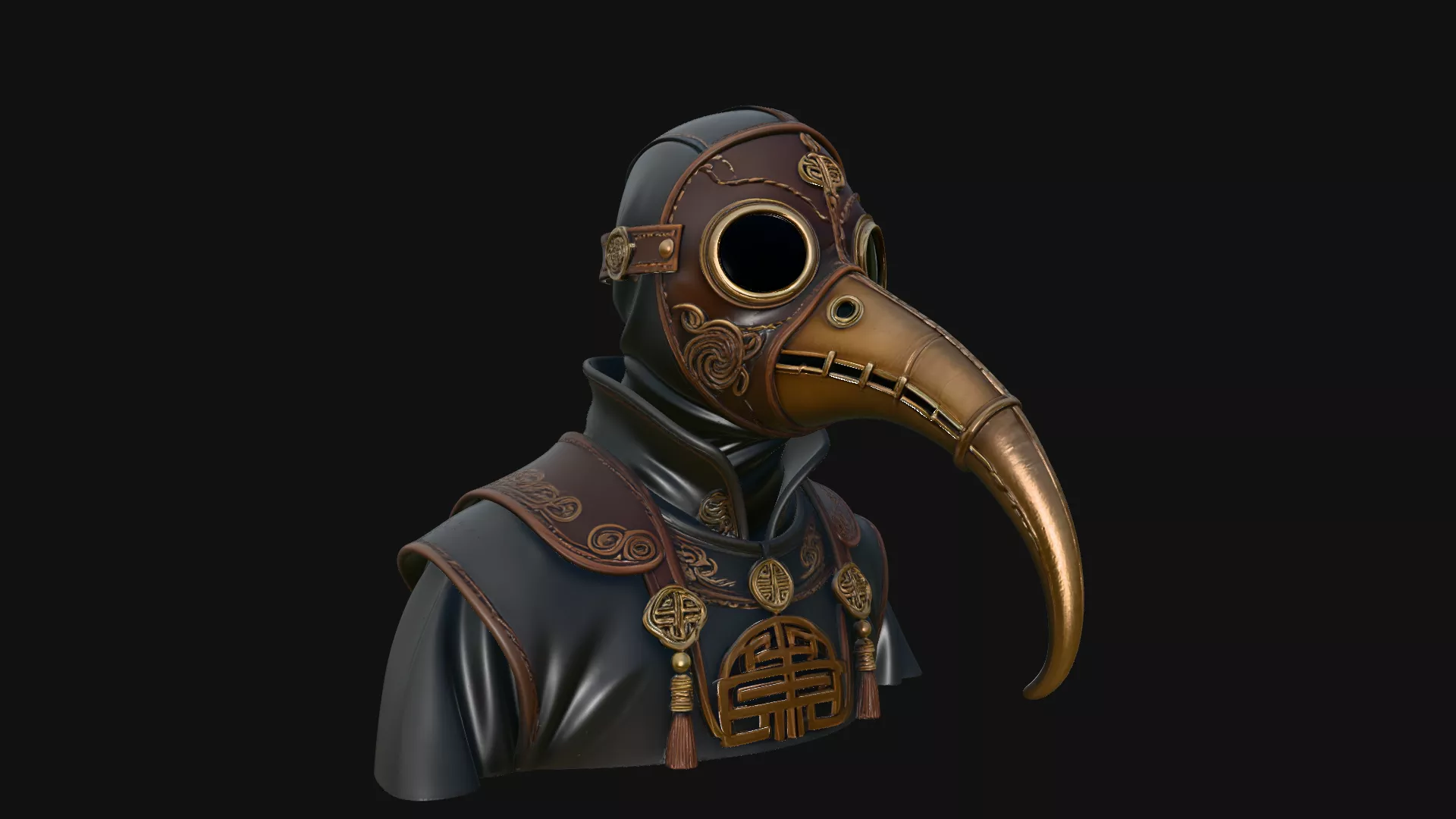 Plague Doctor Bust Statue Design 3 - 3D Print Model 3D print model
