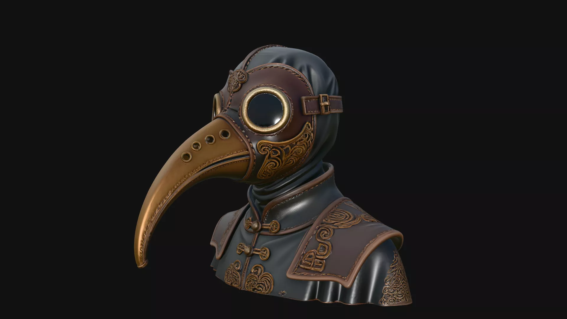 Plague Doctor Bust Statue Design 4 - 3D Print Model 3D print model