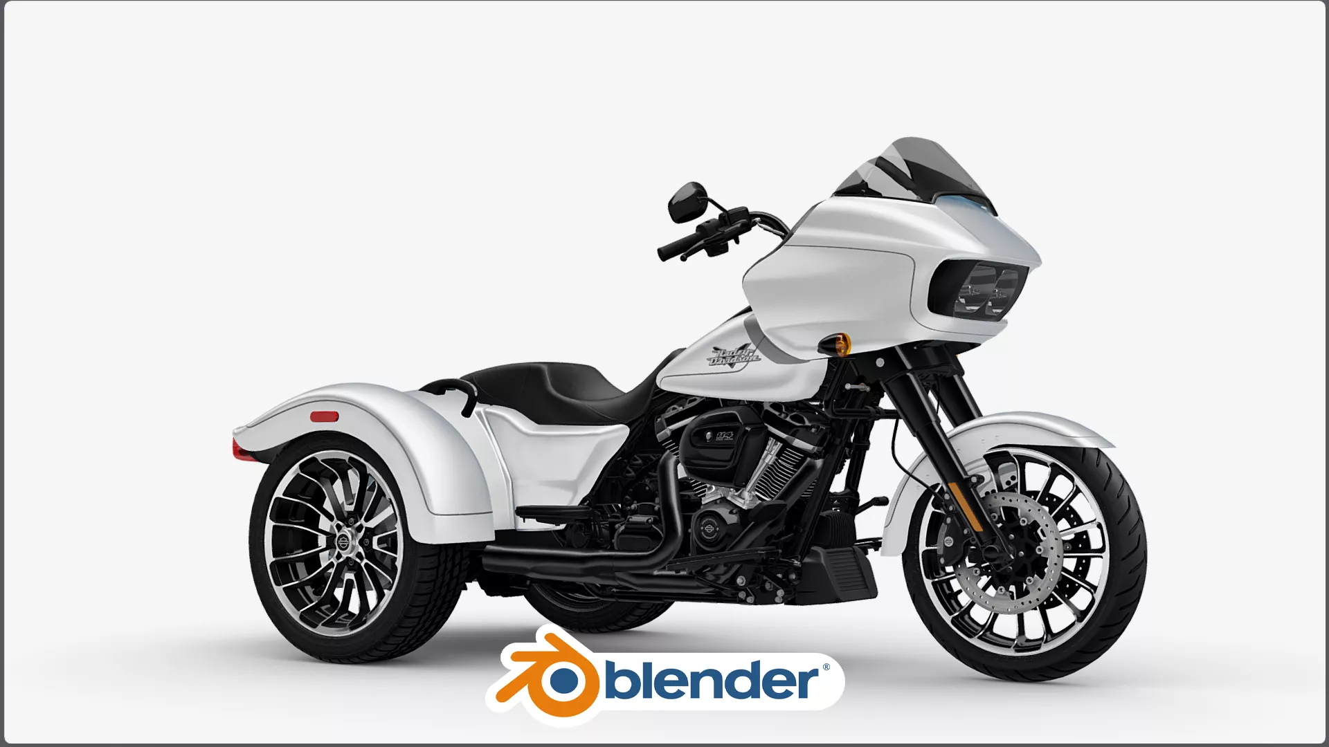 Harley Davidson Road Glide Trike Motorcycle Bike Low-poly 3D model