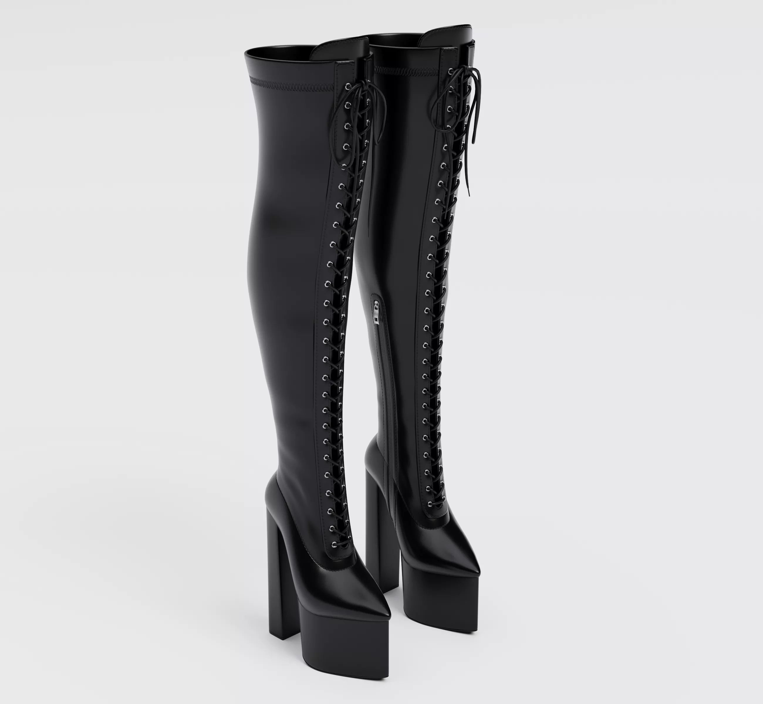 Stiletto Knee Over Lace-Up High Boots Low-poly 3D model