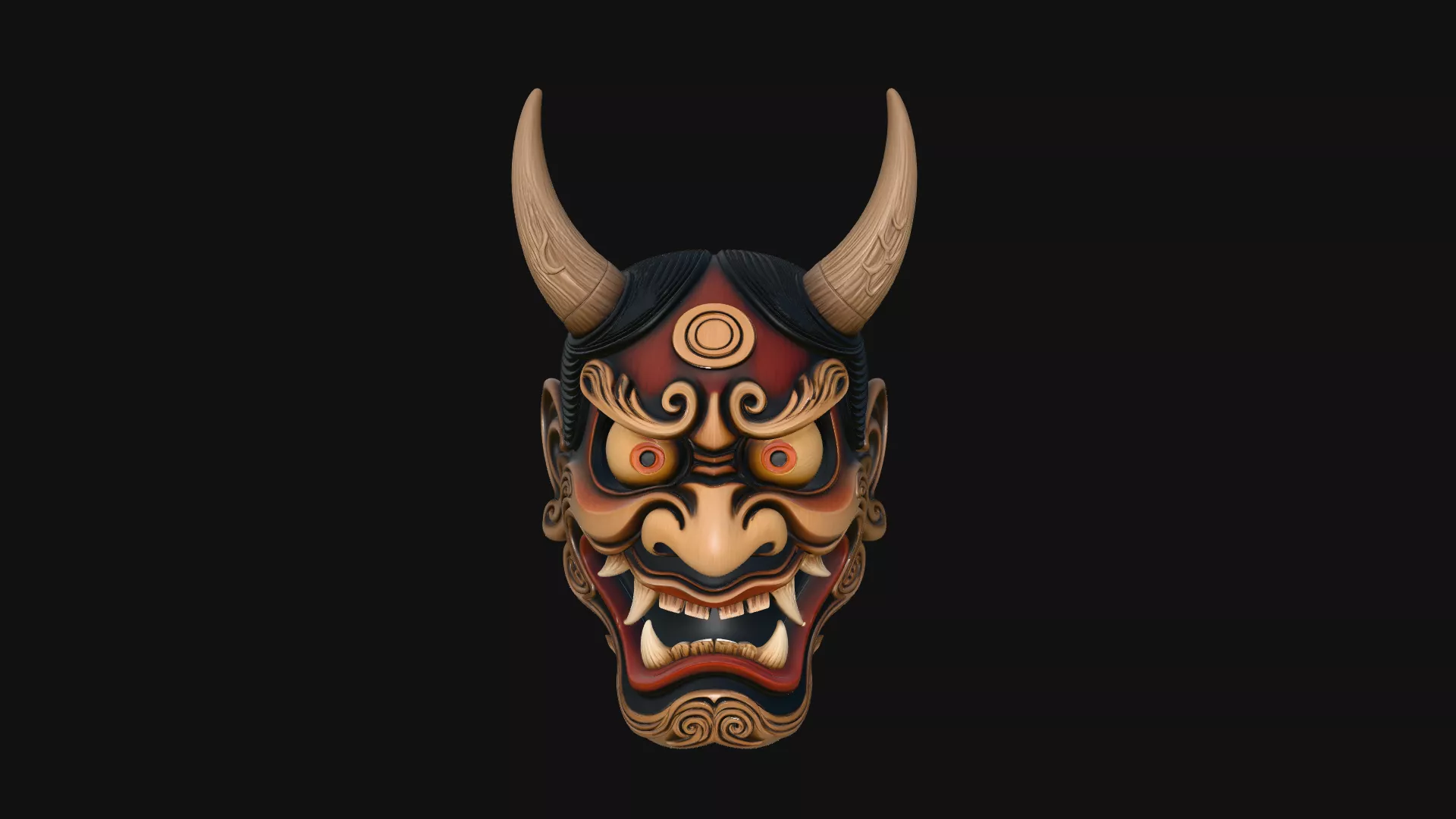 Japanese Oni Mask Design 1 - 3D Print Model 3D print model