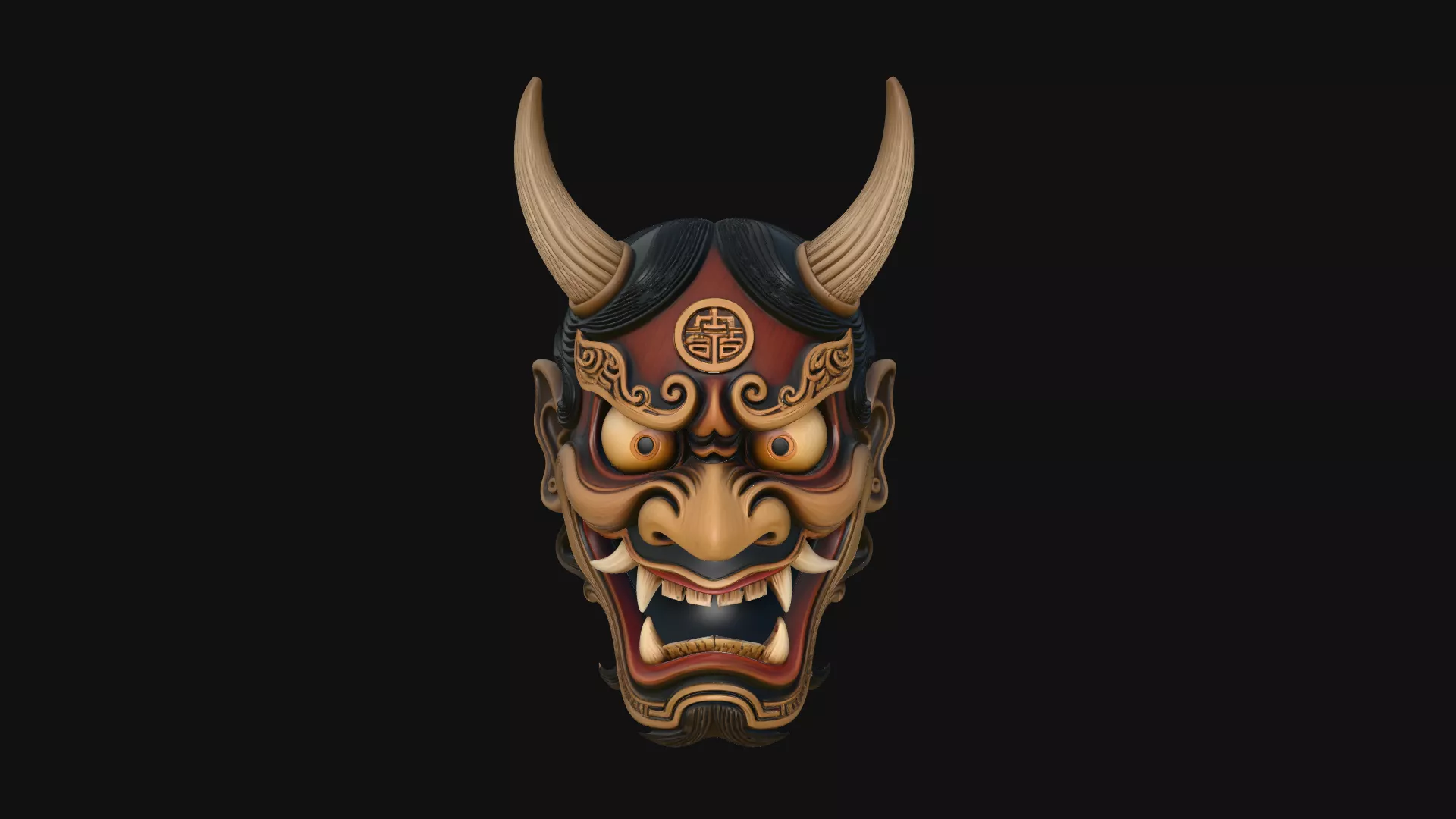 Japanese Oni Mask Design 3 - 3D Print Model 3D print model