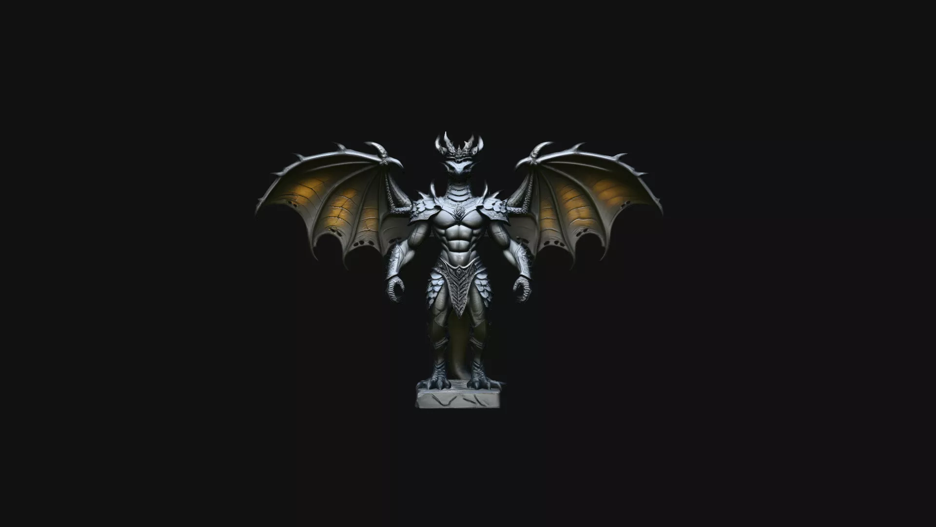 Winged Dragon Demon Statue Design 2 - 3D Print Model 3D print model