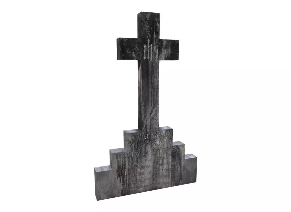 Gravestone Cross Low-poly 3D model_0