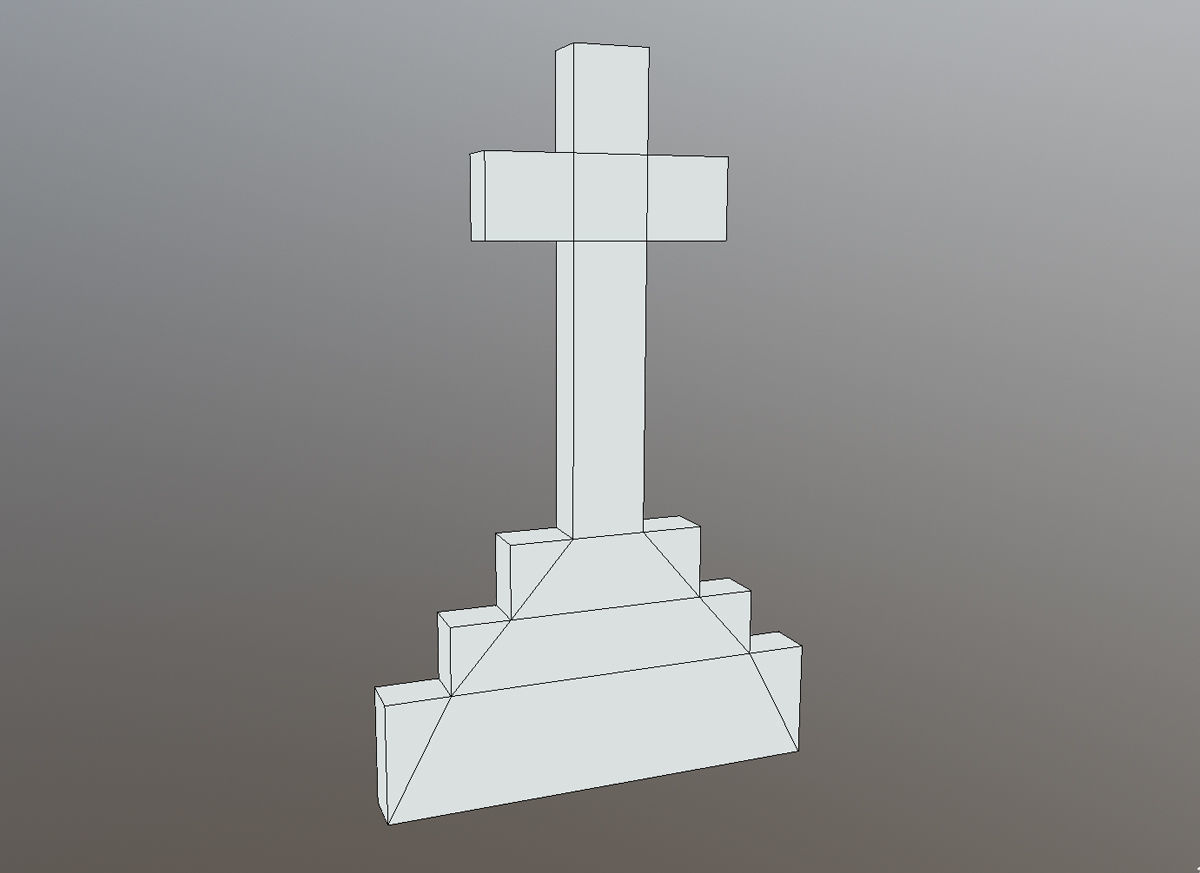 Gravestone Cross Low-poly 3D model_3