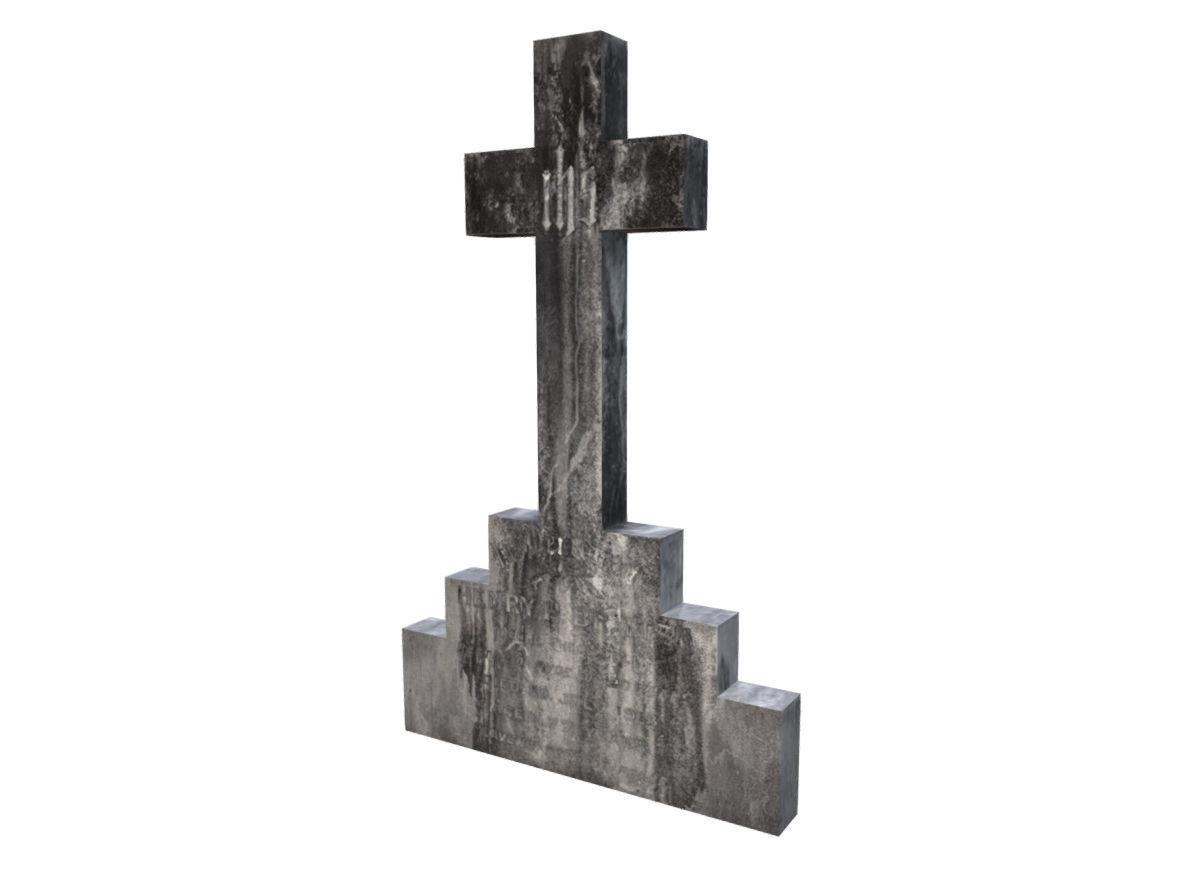 Gravestone Cross Low-poly 3D model_1
