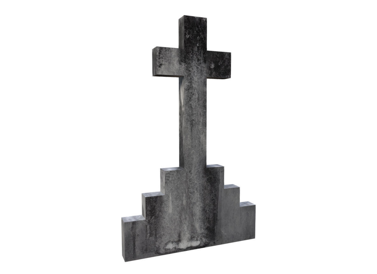 Gravestone Cross Low-poly 3D model_2
