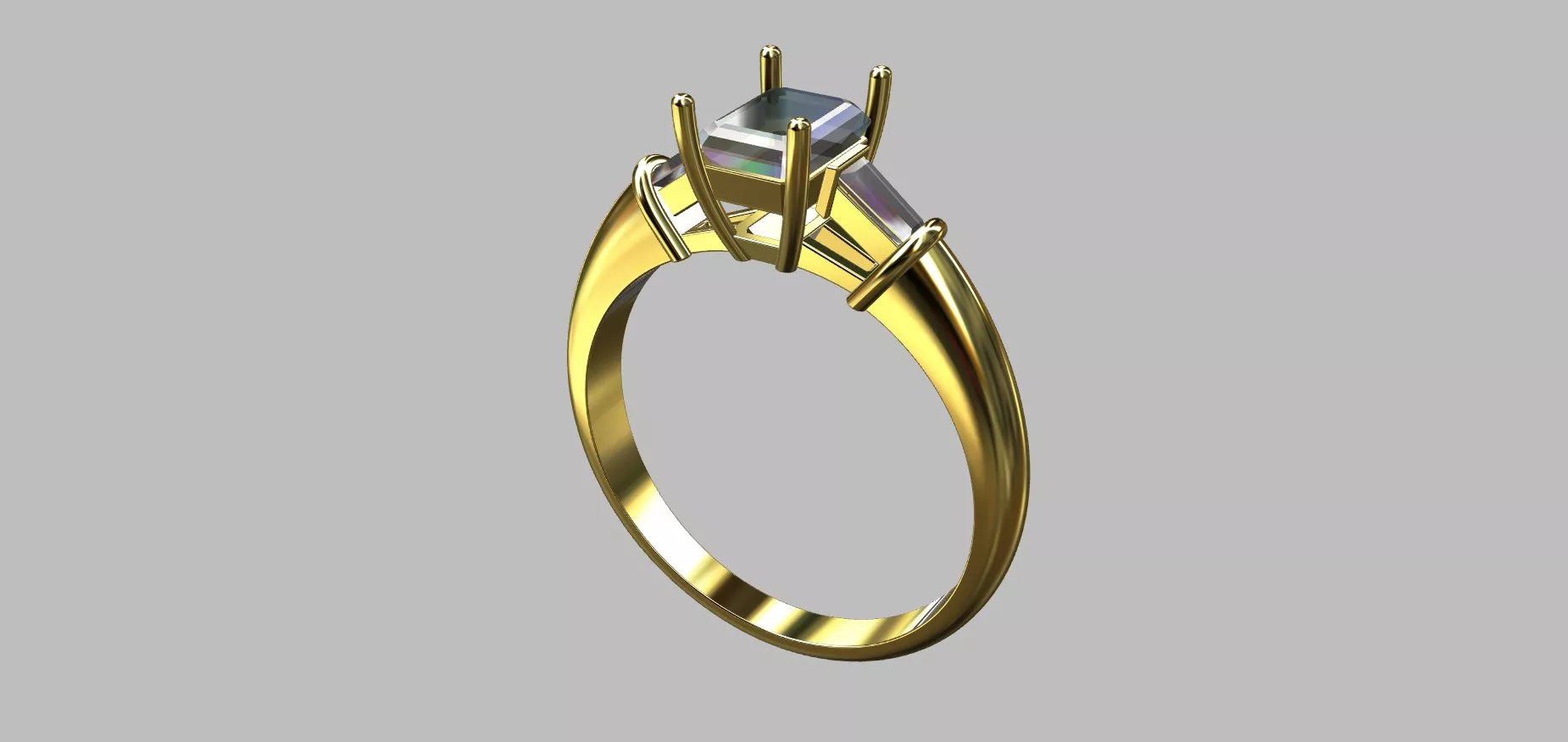 Rectangular Stone Ring 5 72x4 55x3 03mm Size 16 3D print model