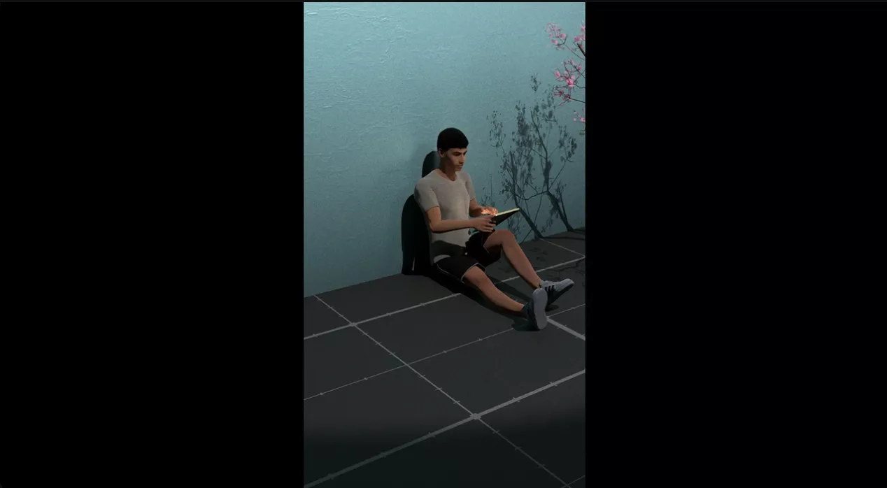 Scrolling Tablet - Seated Male Animation Loop 3D model