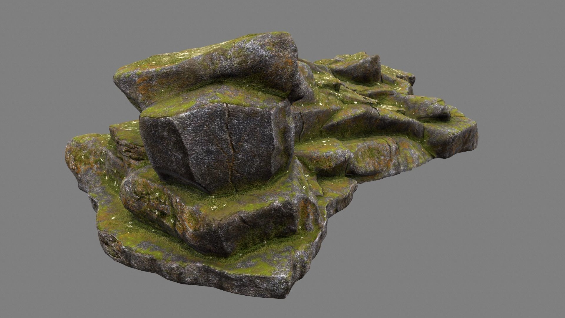 mosy rock Low-poly 3D model_2