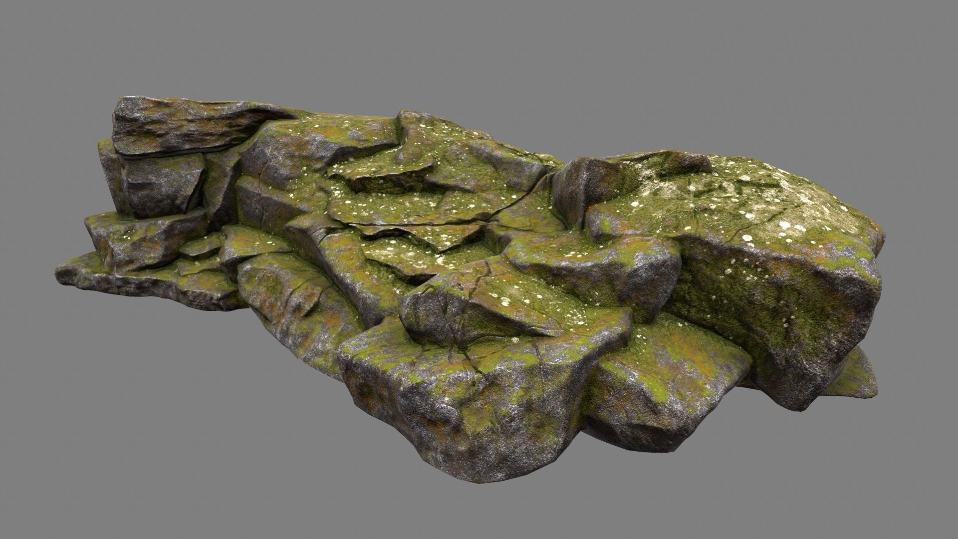 mosy rock Low-poly 3D model_7
