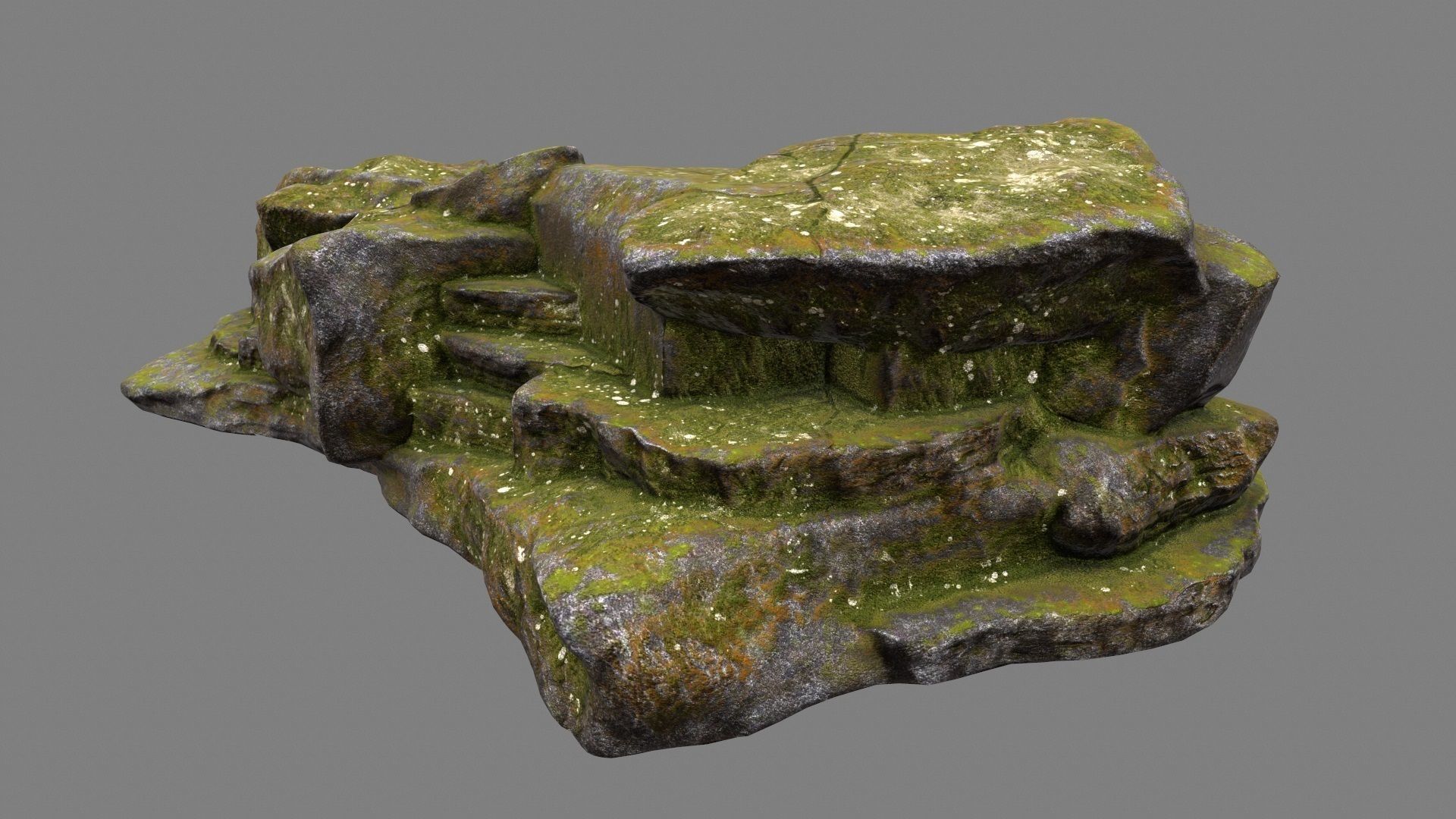 mosy rock Low-poly 3D model_4