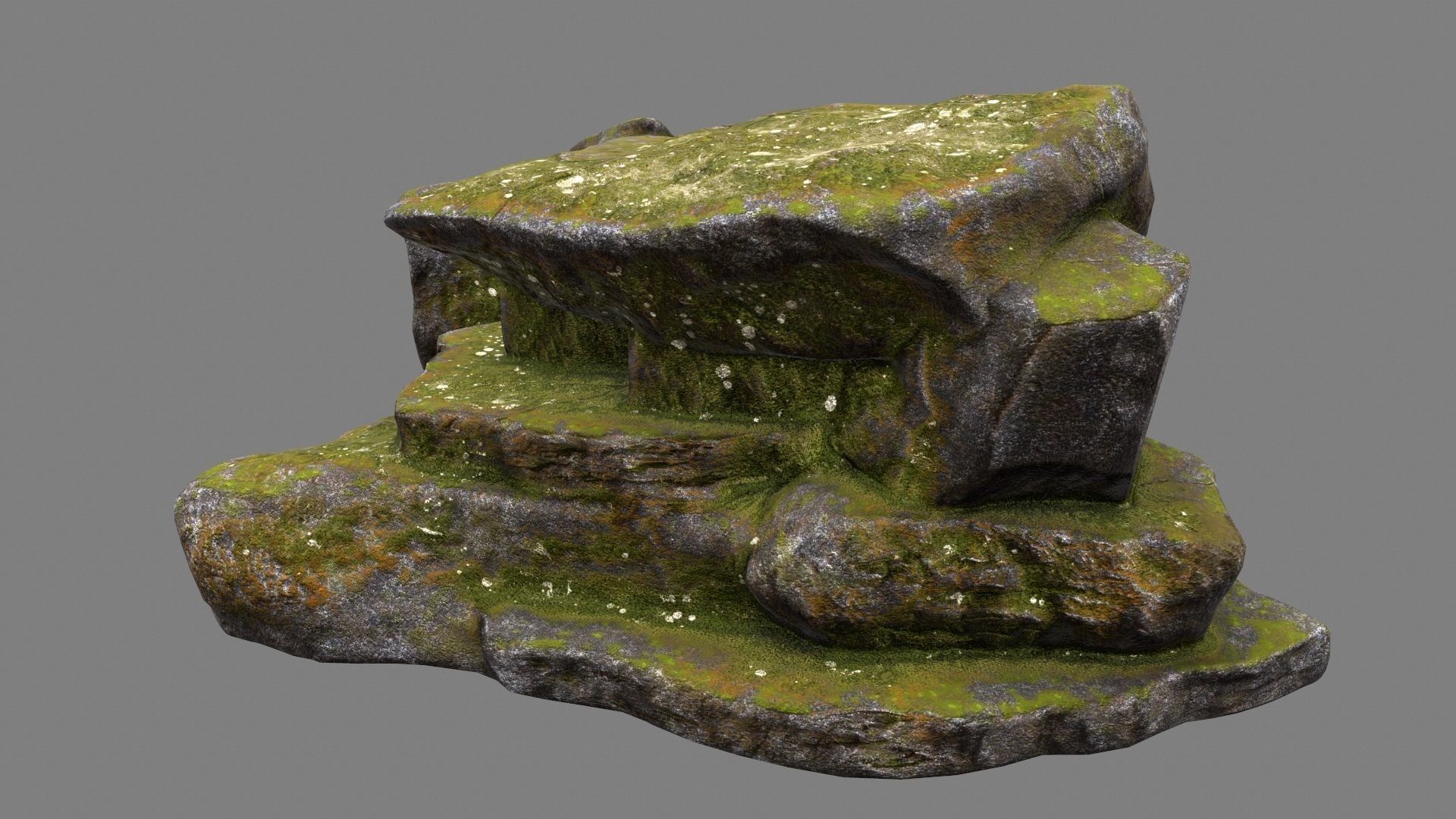 mosy rock Low-poly 3D model_3