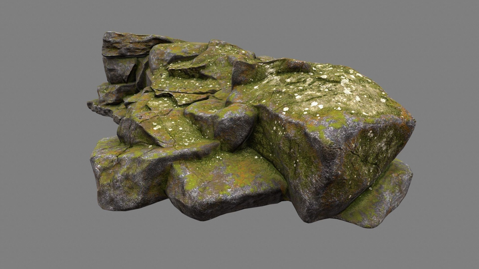mosy rock Low-poly 3D model_9