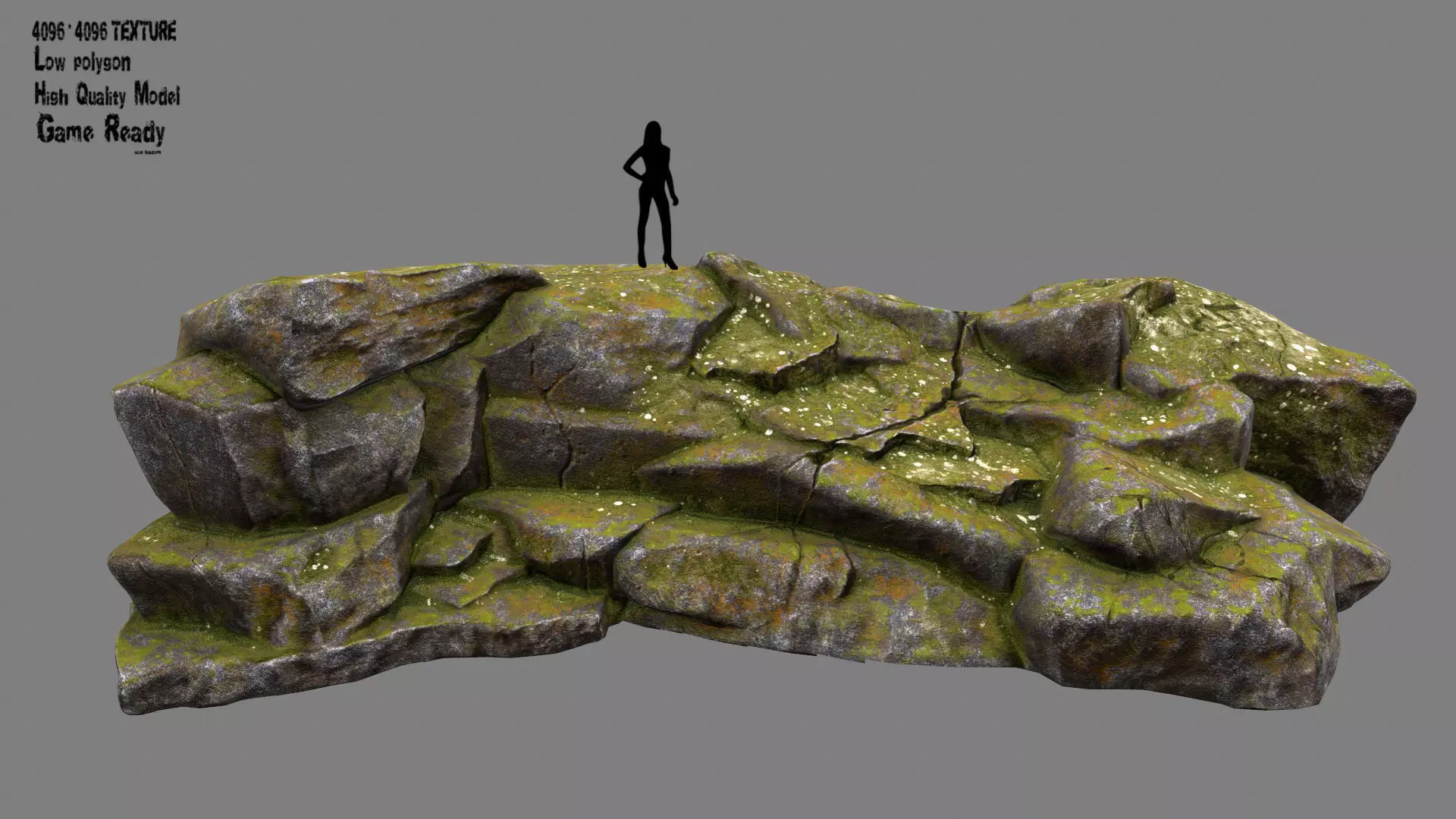 mosy rock Low-poly 3D model_0