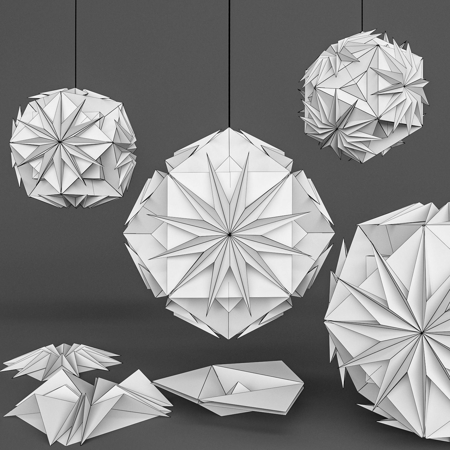 Kusudama Astru Low-poly 3D model_1