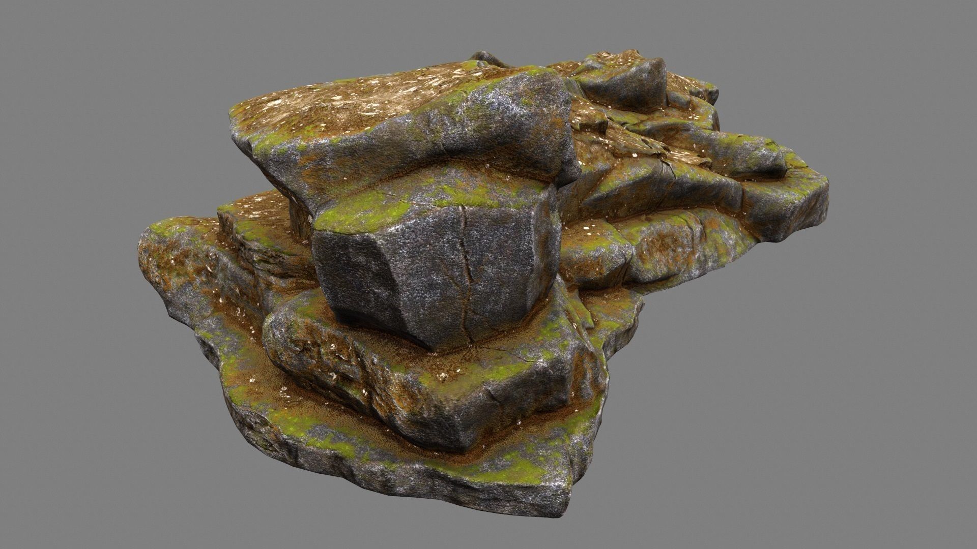 mossy rock  8 Low-poly 3D model_2