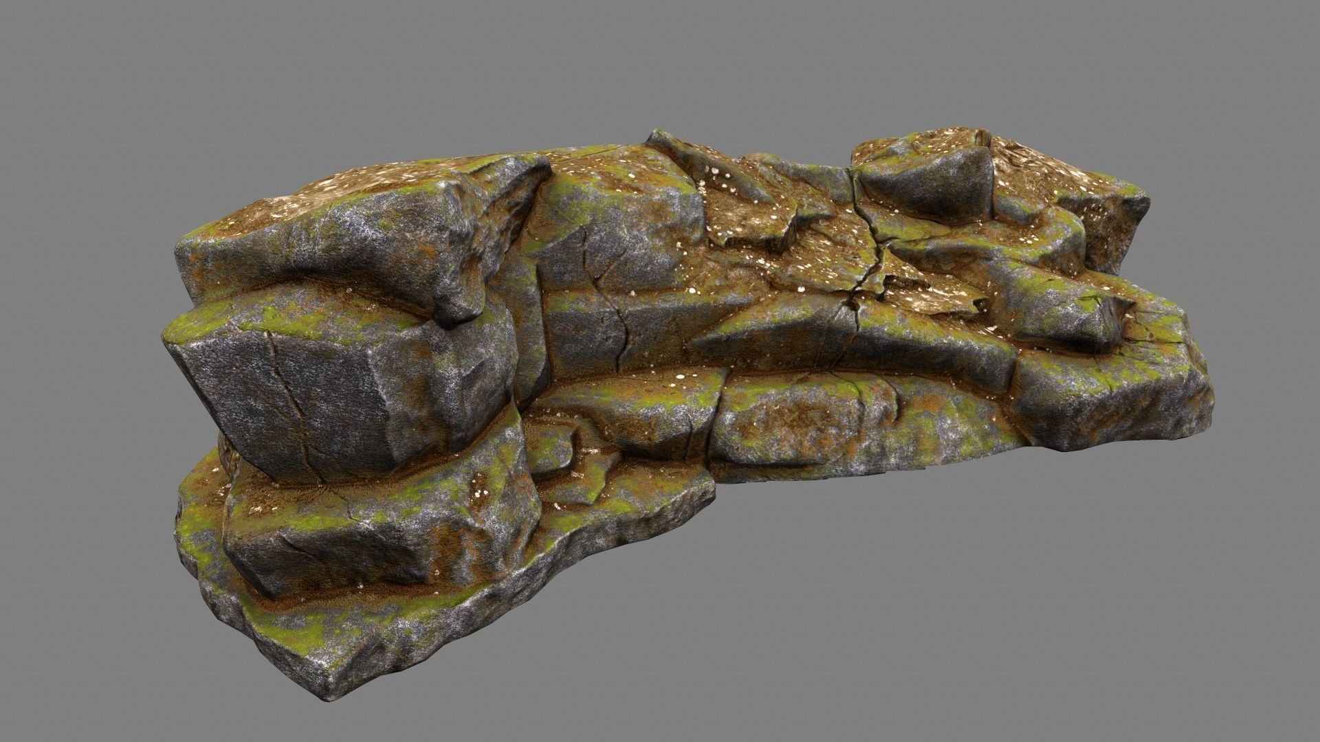 mossy rock  8 Low-poly 3D model_1