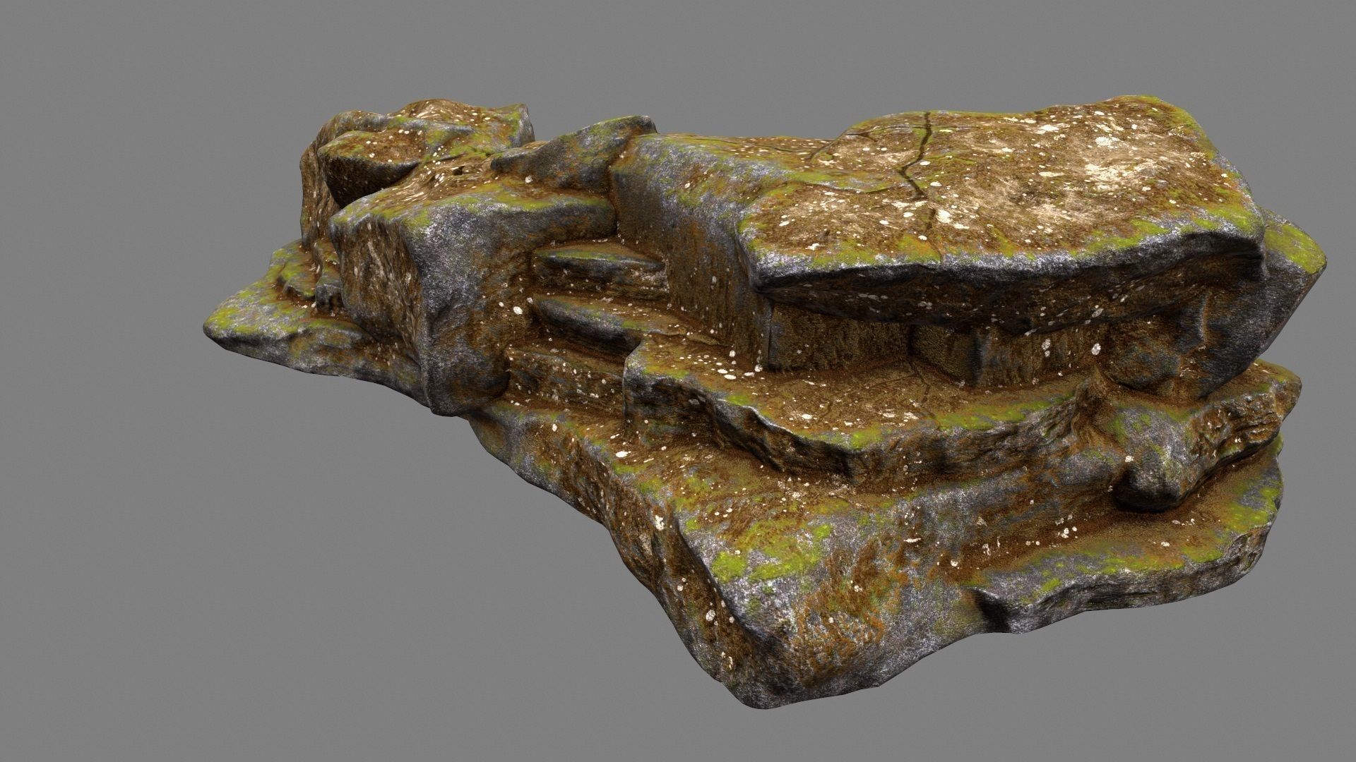 mossy rock  8 Low-poly 3D model_4