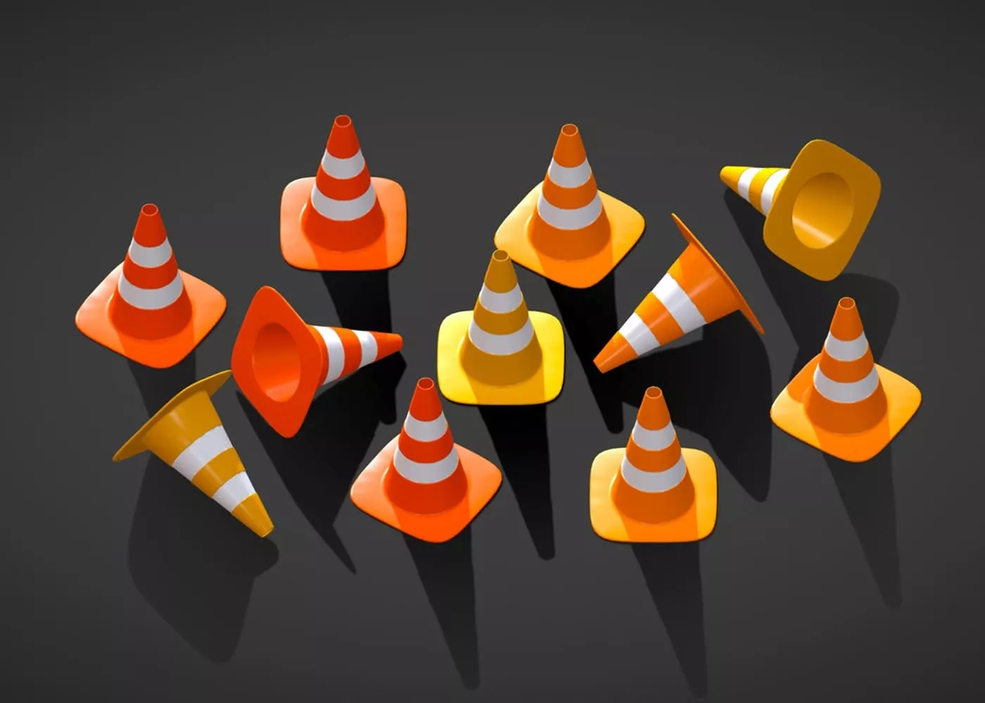 Stylized Traffic Cones Variants - Low Poly Pack Free low-poly 3D model