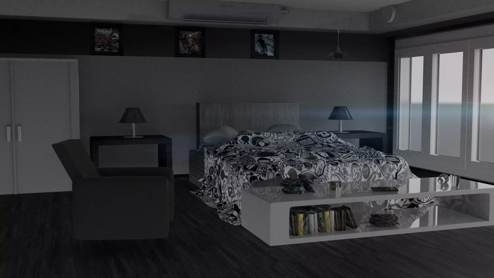 design interior bedroom Free low-poly 3D model_0