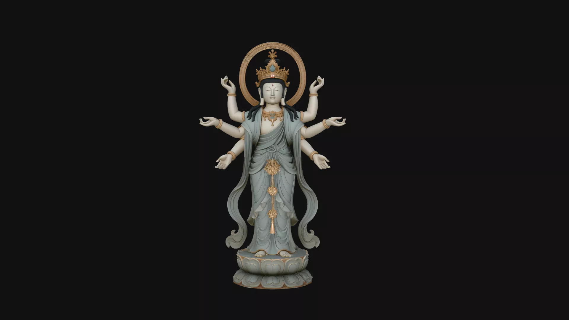 Multi-Armed Guanyin Statue Design 2 - 3D Print Model 3D print model