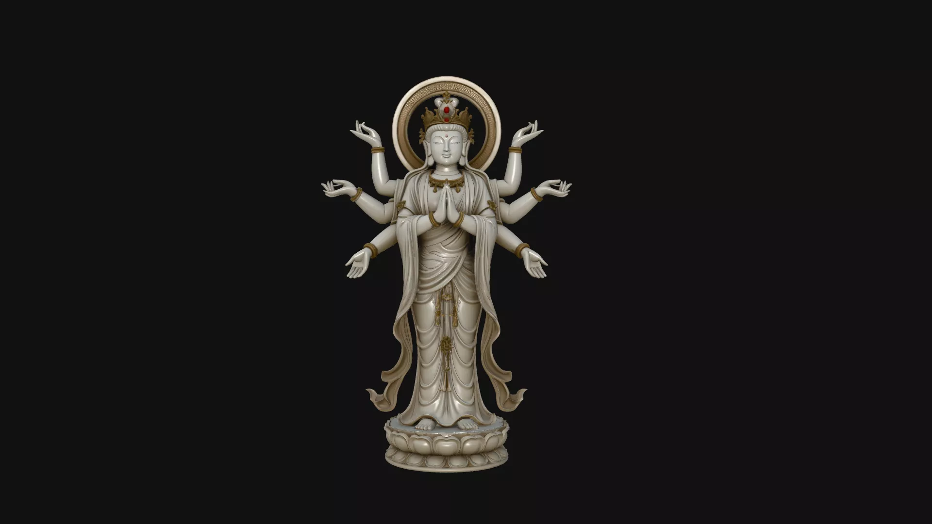 Multi-Armed Guanyin Statue Design 3 - 3D Print Model 3D print model