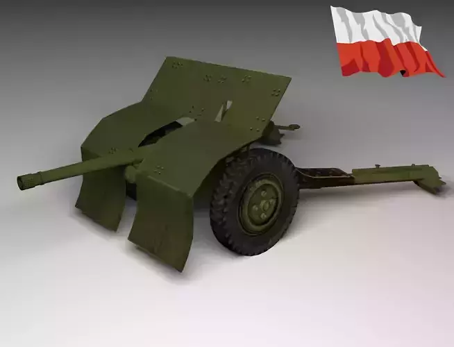 Bofors Cannon 37mm  Low-poly 3D model