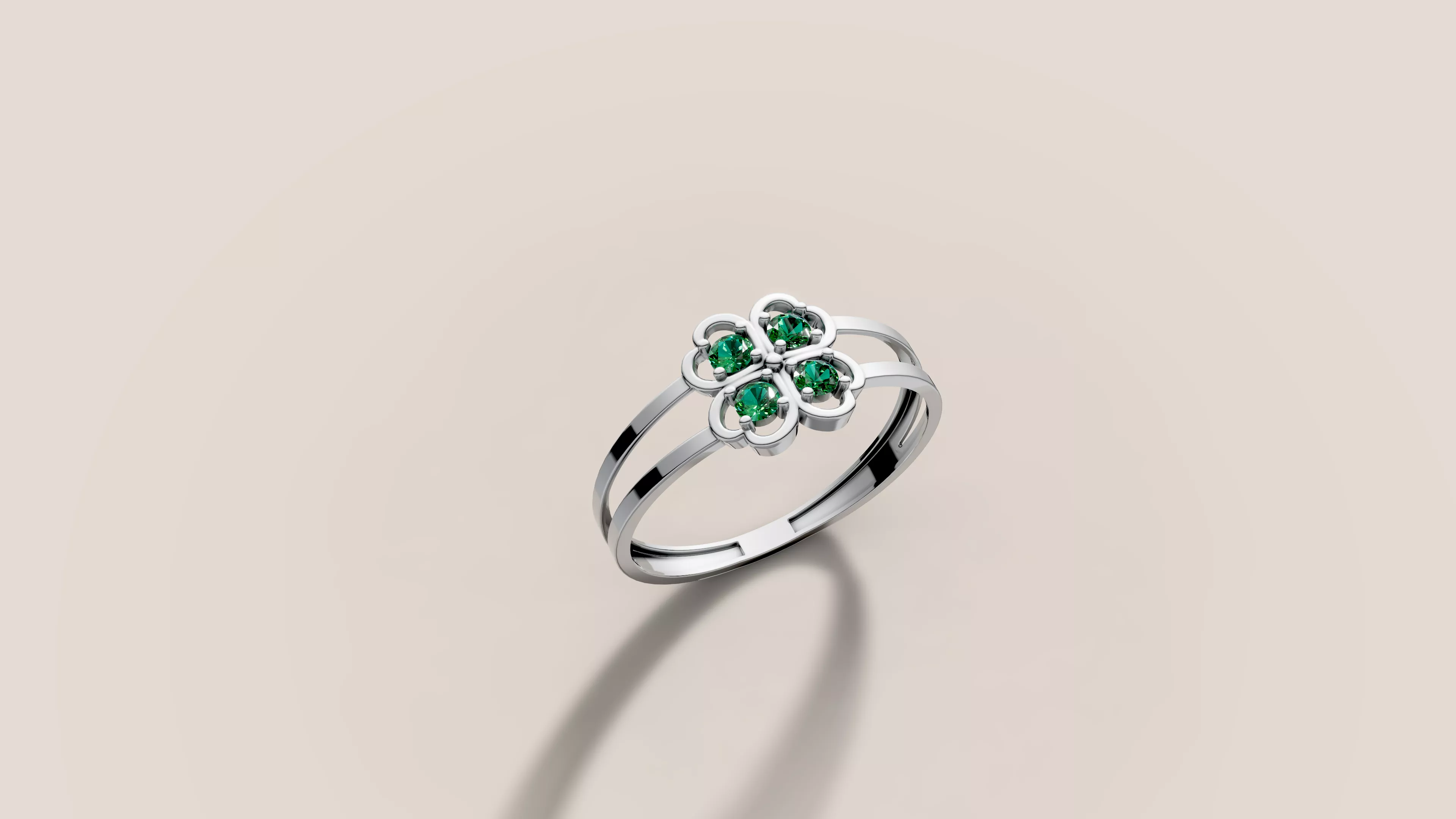 Four-Stone Floral Cluster Ring 3D Model 3D print model