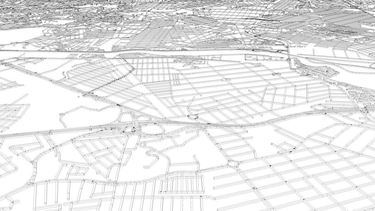 Rio De Janeiro Road Network and Streets 3D model_9