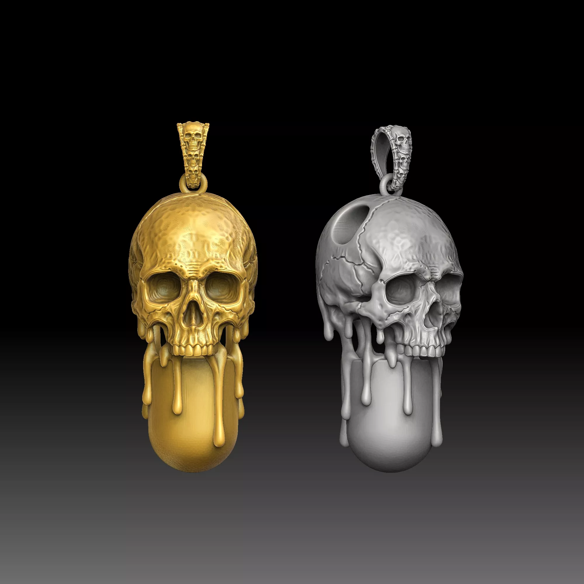Skull Shadows - one inch pendant 3D print model