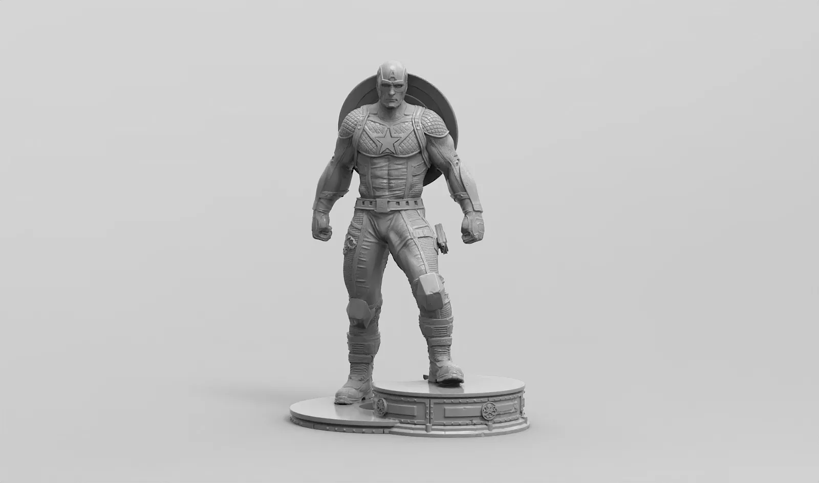 Captain America Premium Solid Statue ready to print 3D print model