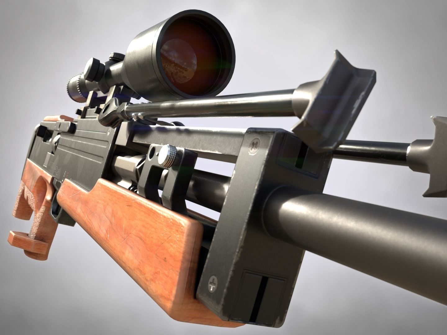 WA 2000 Sniper Rifle PBR Low-poly 3D model_0