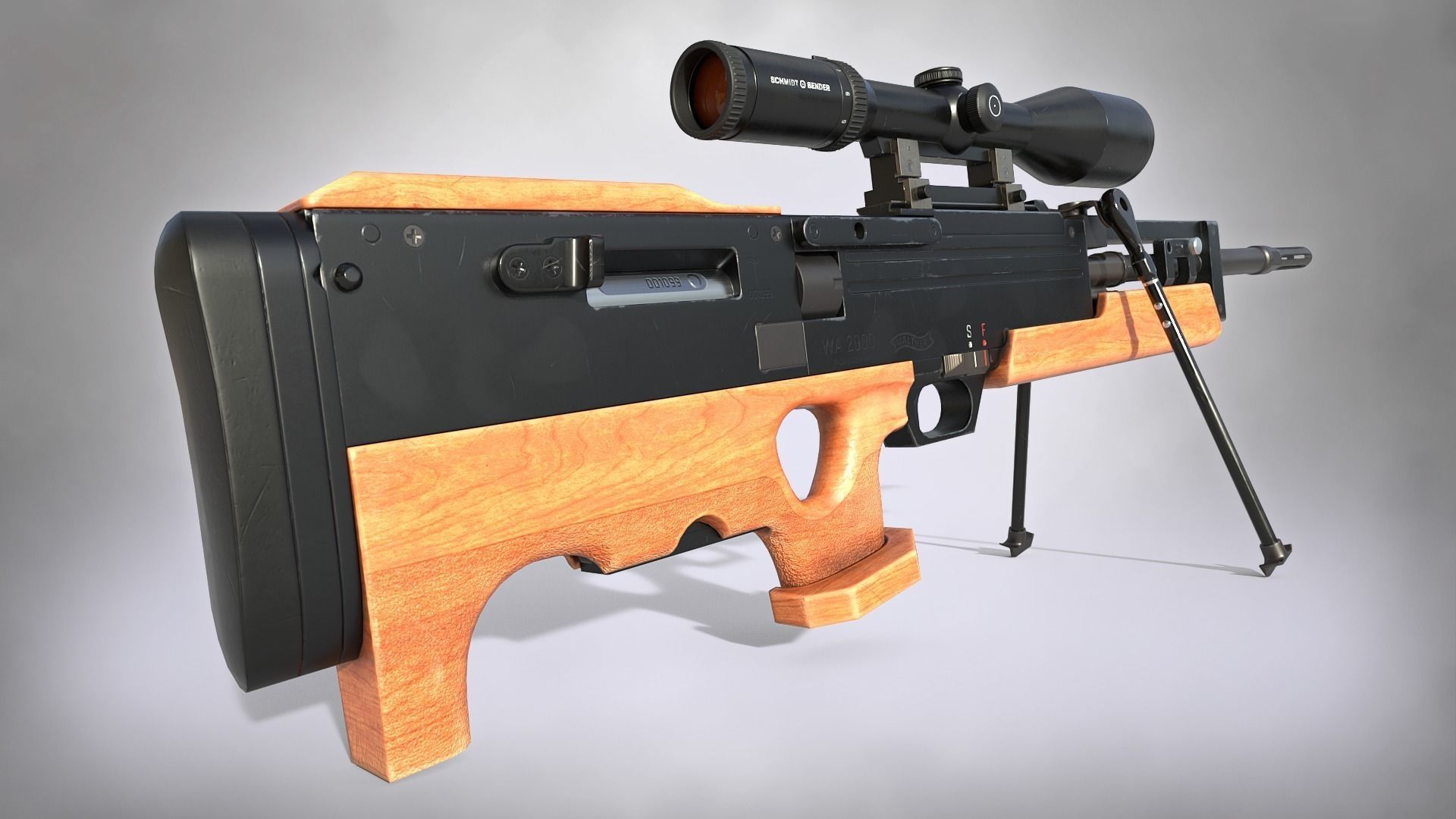 WA 2000 Sniper Rifle PBR Low-poly 3D model_13