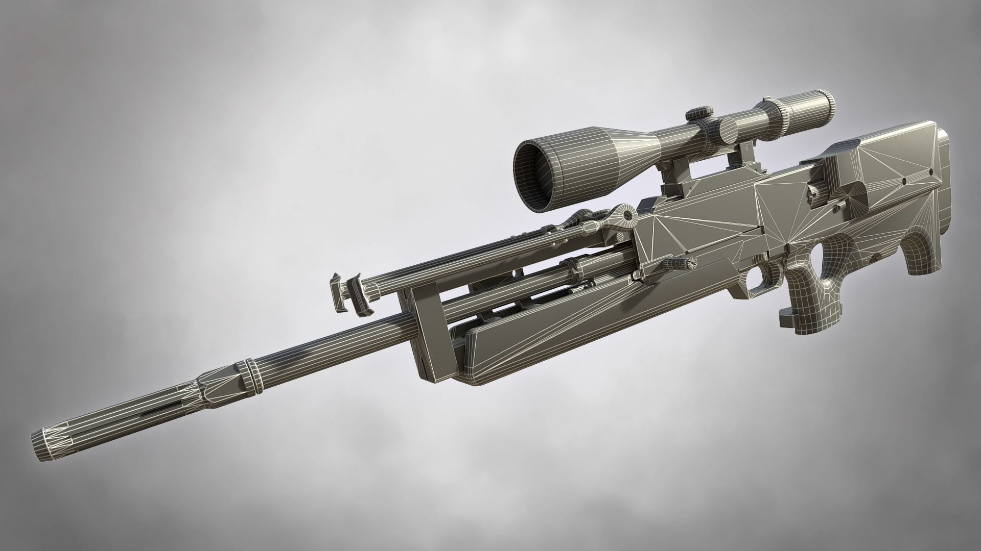 WA 2000 Sniper Rifle PBR Low-poly 3D model_16