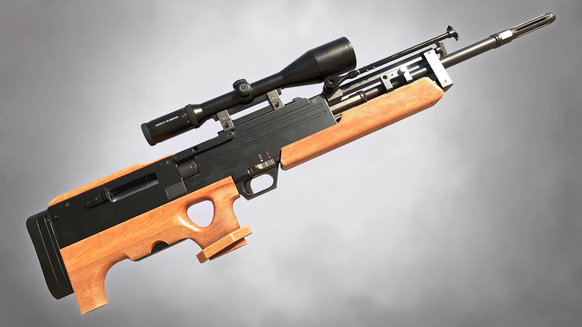 WA 2000 Sniper Rifle PBR Low-poly 3D model_3