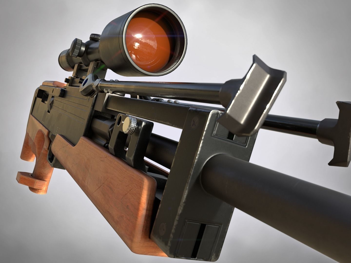 WA 2000 Sniper Rifle PBR Low-poly 3D model_4