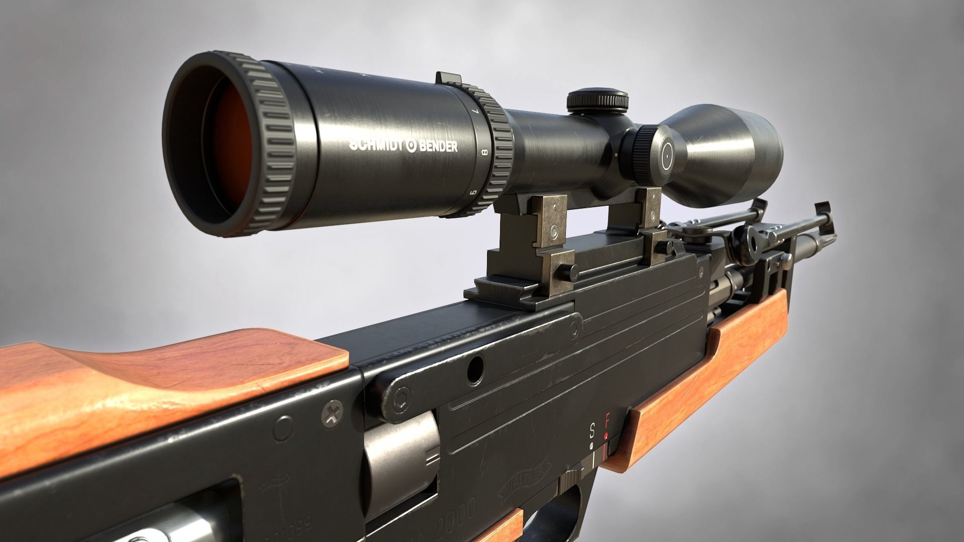WA 2000 Sniper Rifle PBR Low-poly 3D model_8