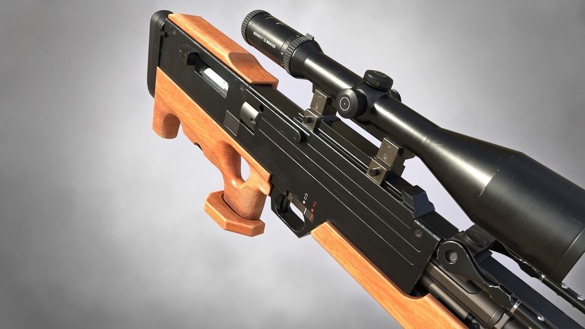 WA 2000 Sniper Rifle PBR Low-poly 3D model_7