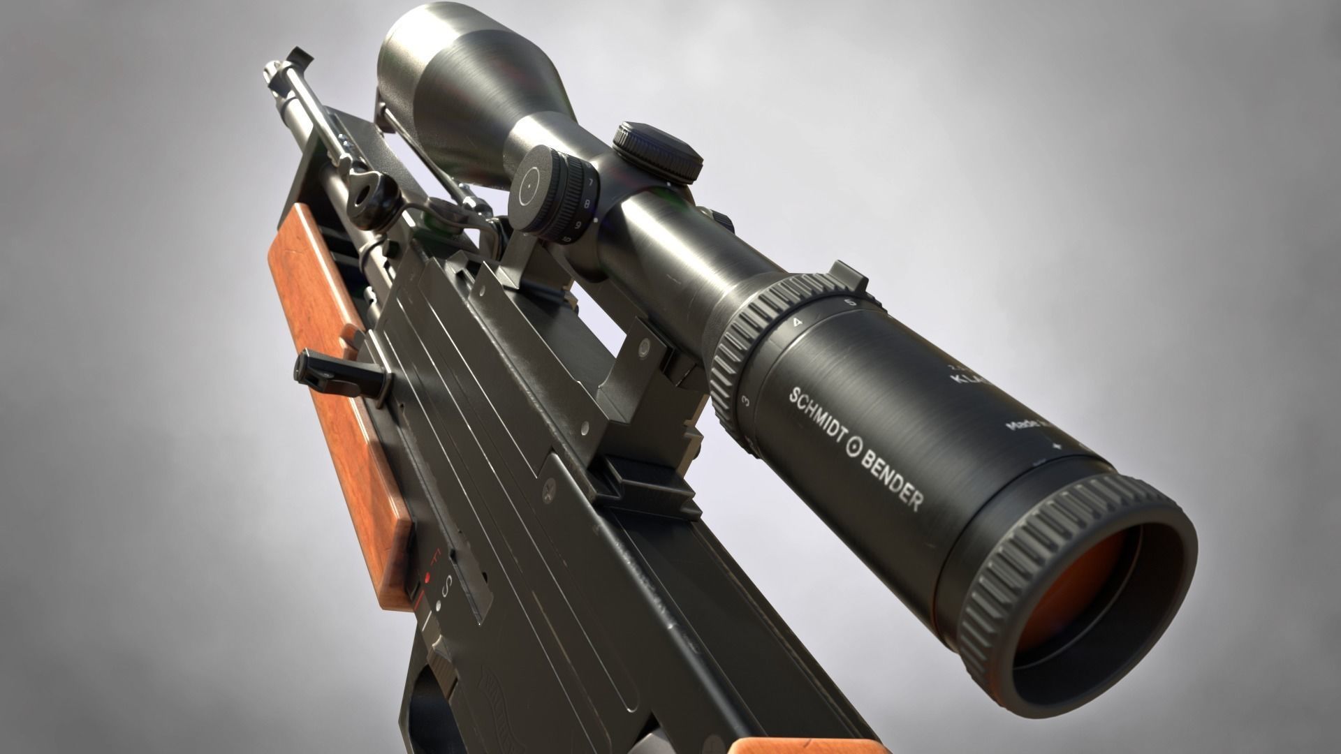 WA 2000 Sniper Rifle PBR Low-poly 3D model_1
