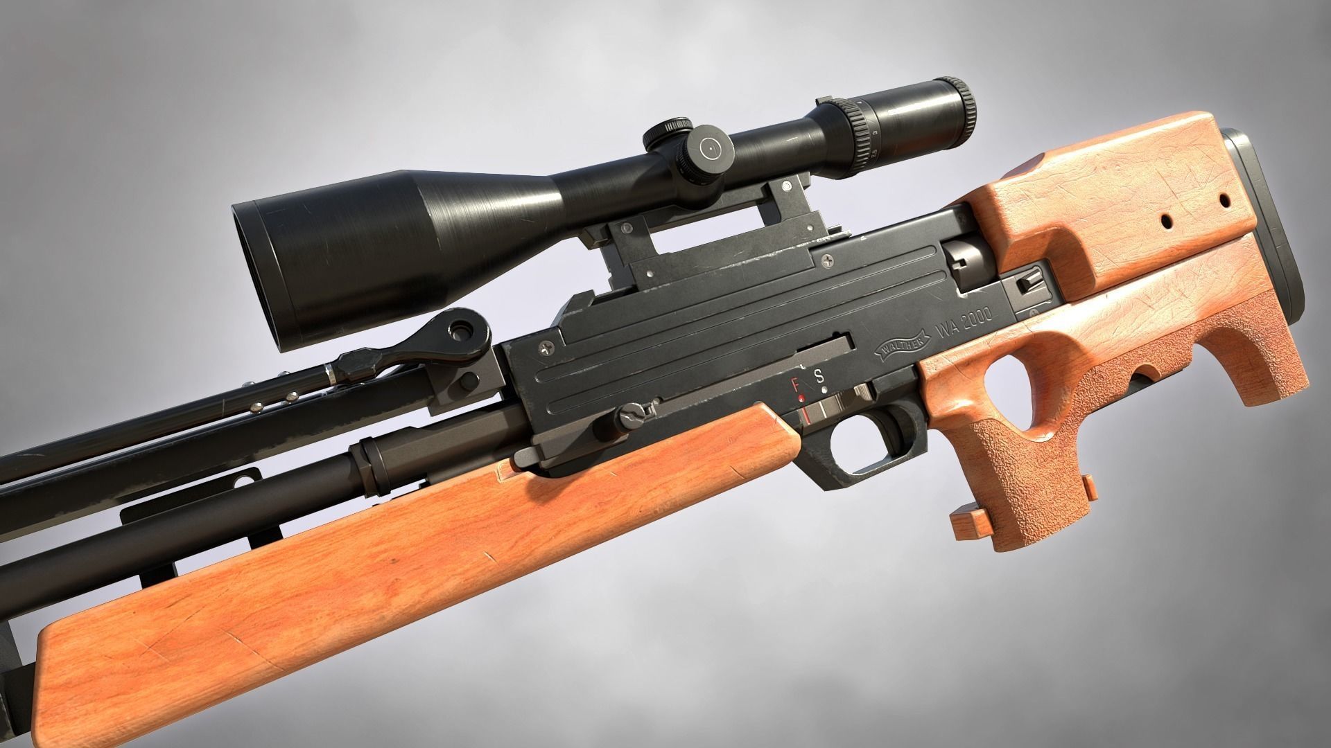 WA 2000 Sniper Rifle PBR Low-poly 3D model_2