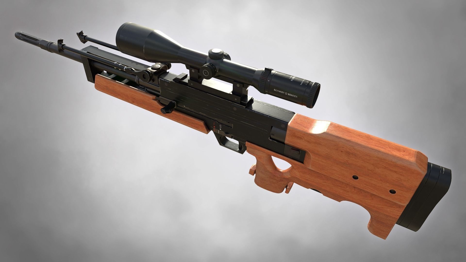 WA 2000 Sniper Rifle PBR Low-poly 3D model_9