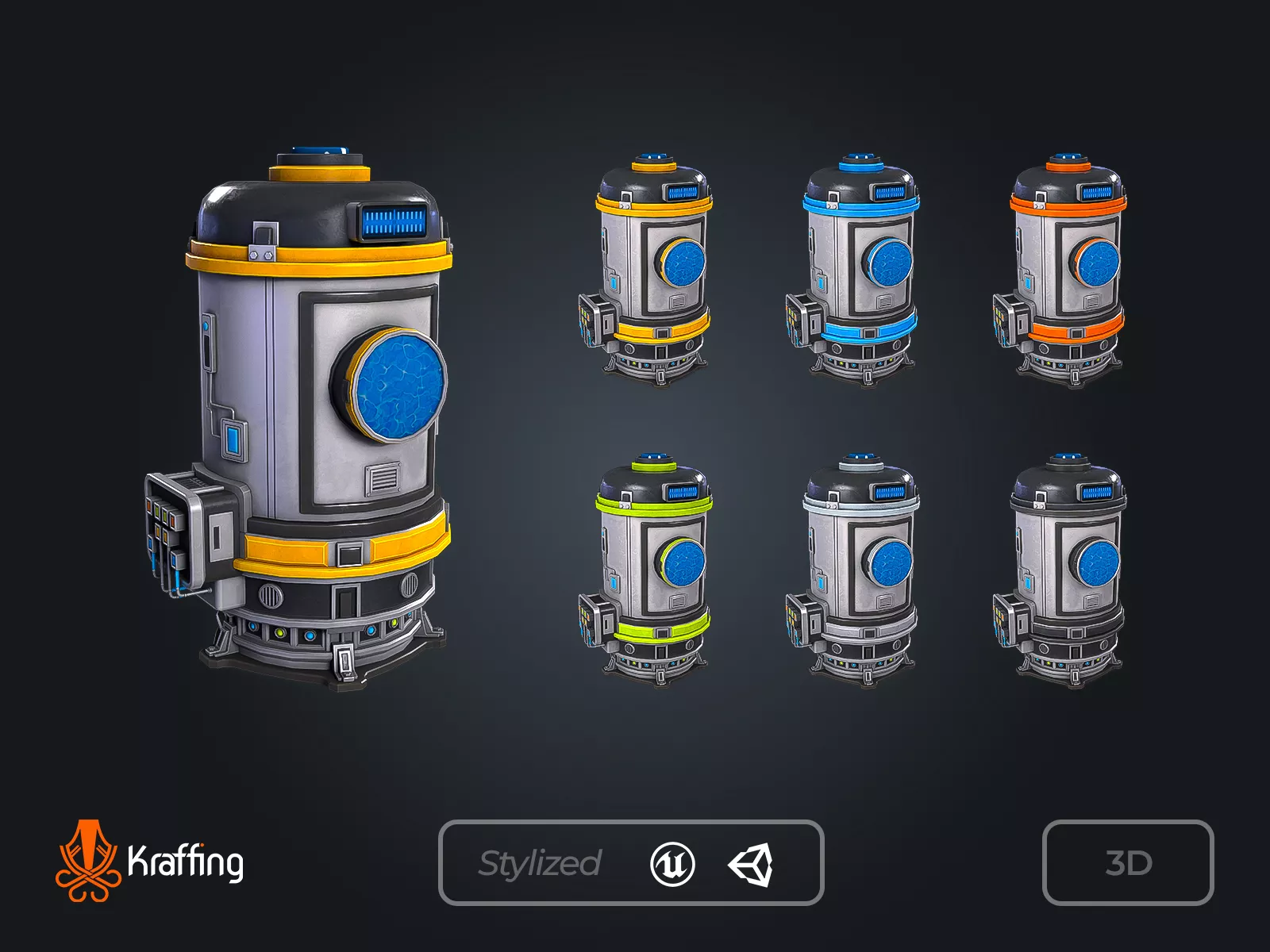SCI-FI Liquid Container V2 - Futuristic Fluid Low-poly 3D model