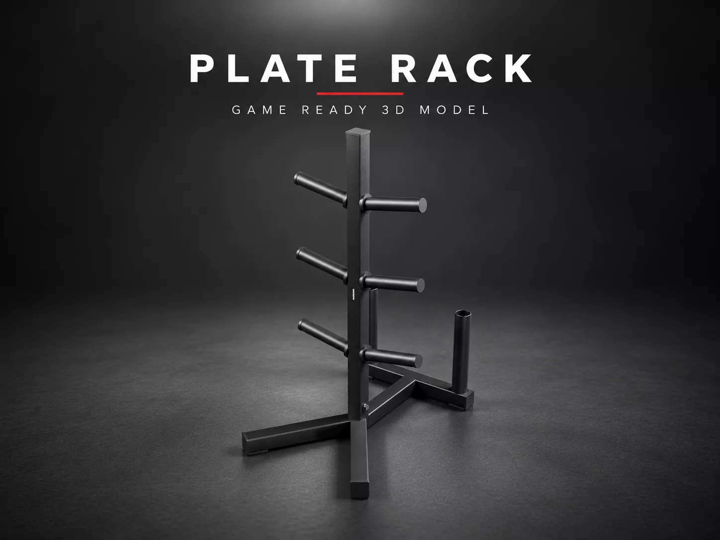 Olympic Weight Plate Tree with Bar Holders - PBR Game Ready Low-poly 3D model
