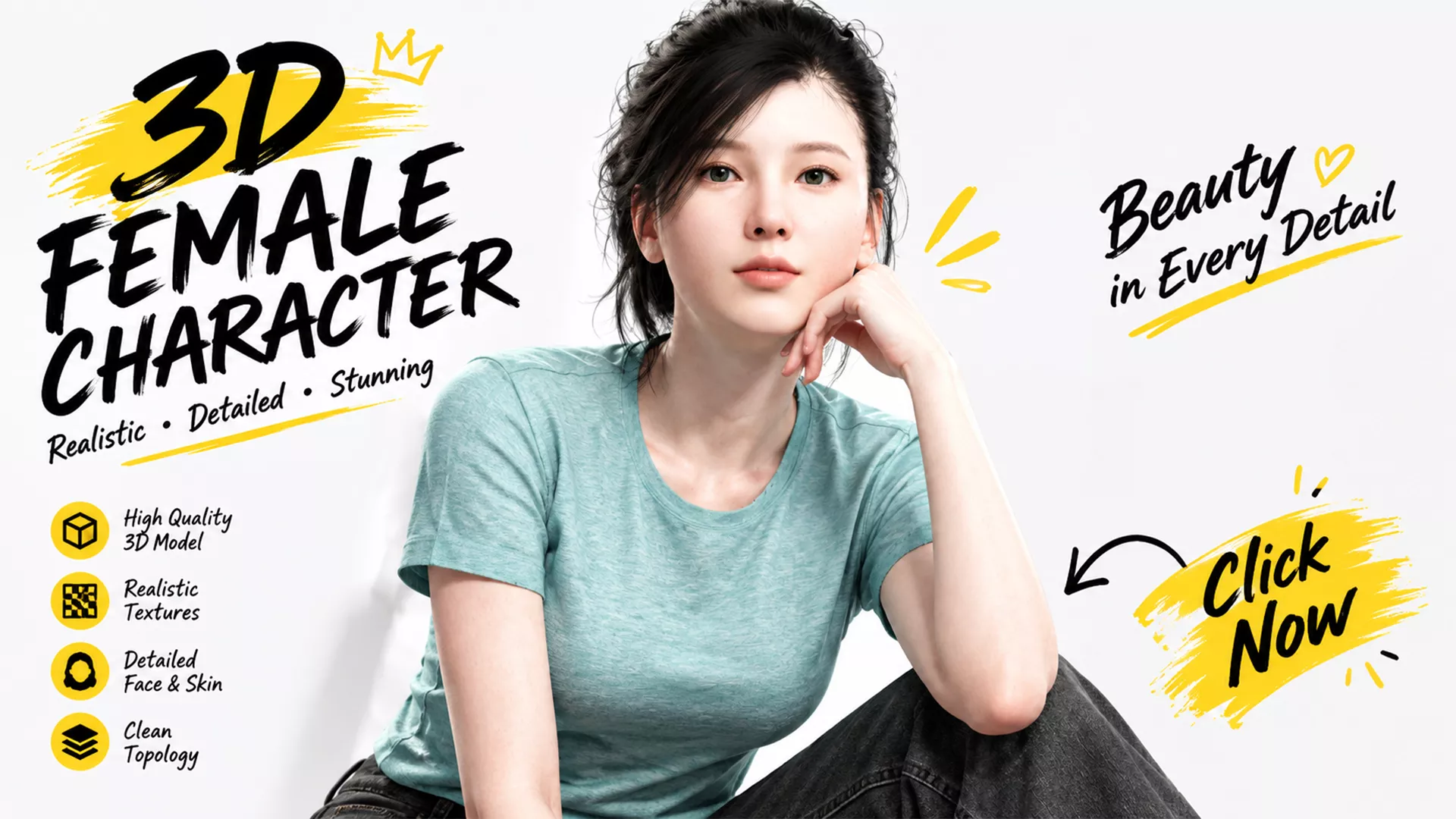 Realistic Korean Girl 3D Character 3D model