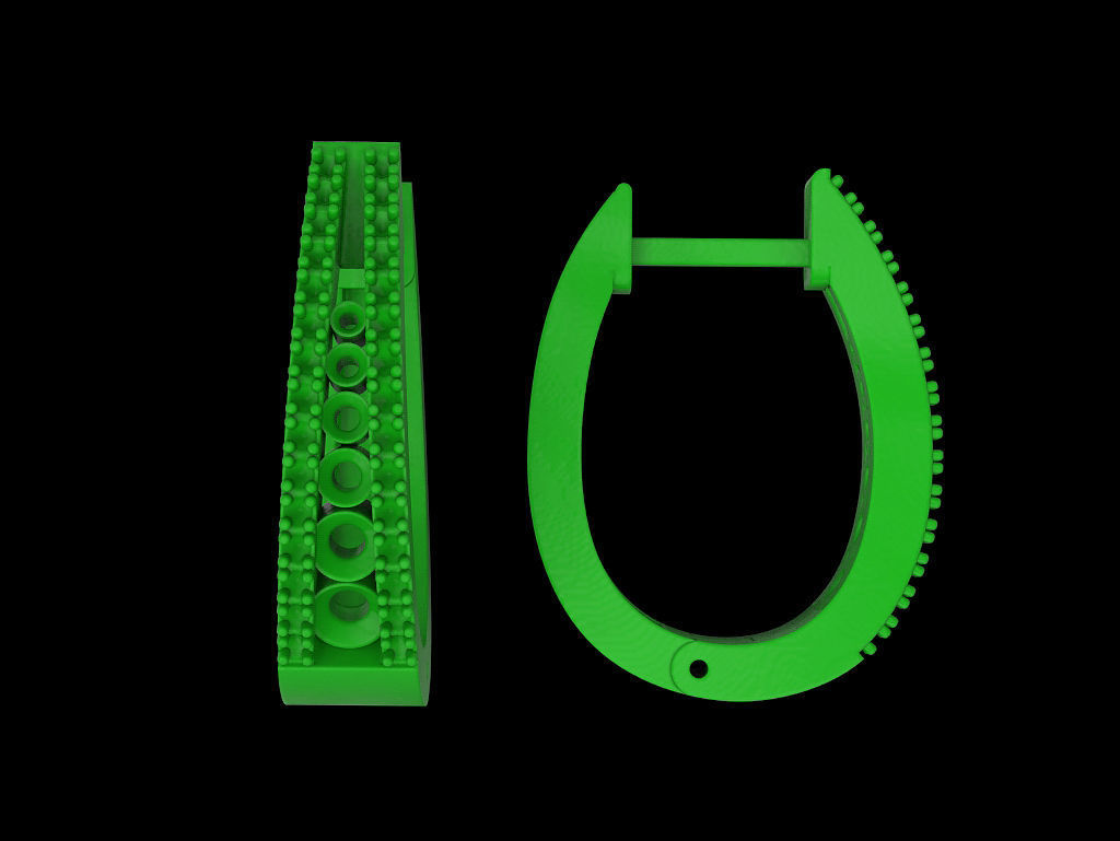 Earrings pair of with sapphires and diamonds 3D print model_7